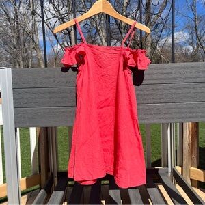 Petit Bateau Girl’s 100% Linen Pink Ruffled Sleeves Summer Vacation Dress Size 8